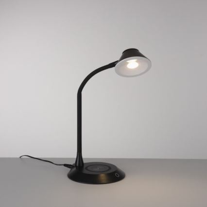 JUST LIGHT. 14414-18 - Dimbar flexibel touch-bordslampa med trådlös laddning PUCKI LED/4,5W/230V svart