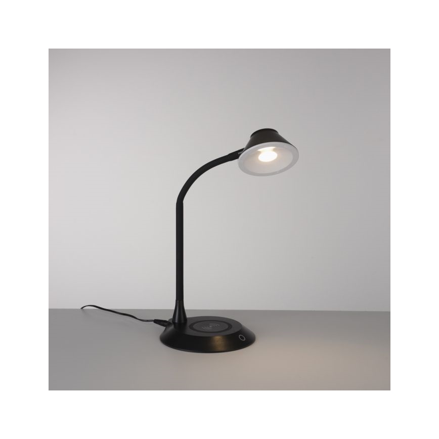 JUST LIGHT. 14414-18 - Dimbar flexibel touch-bordslampa med trådlös laddning PUCKI LED/4,5W/230V svart