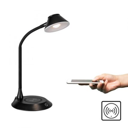 JUST LIGHT. 14414-18 - Dimbar flexibel touch-bordslampa med trådlös laddning PUCKI LED/4,5W/230V svart