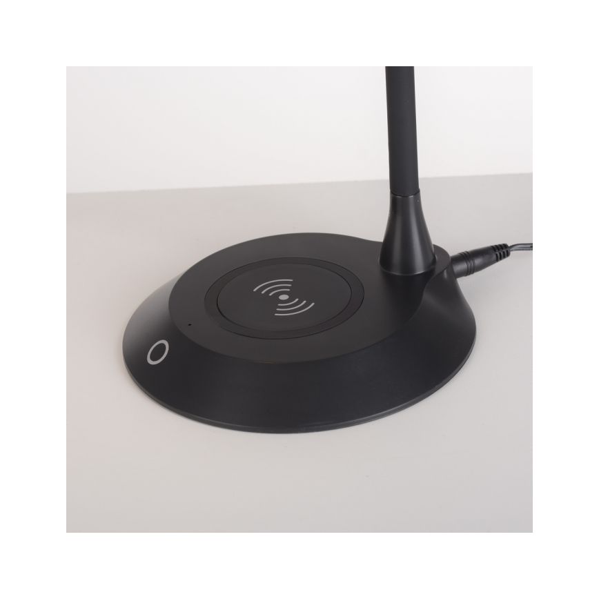 JUST LIGHT. 14414-18 - Dimbar flexibel touch-bordslampa med trådlös laddning PUCKI LED/4,5W/230V svart