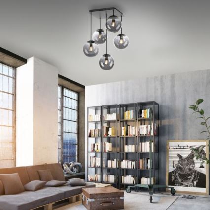 JUST LIGHT. 14602-18 - Pendelkrona WIDOW 5xE14/25W/230V svart