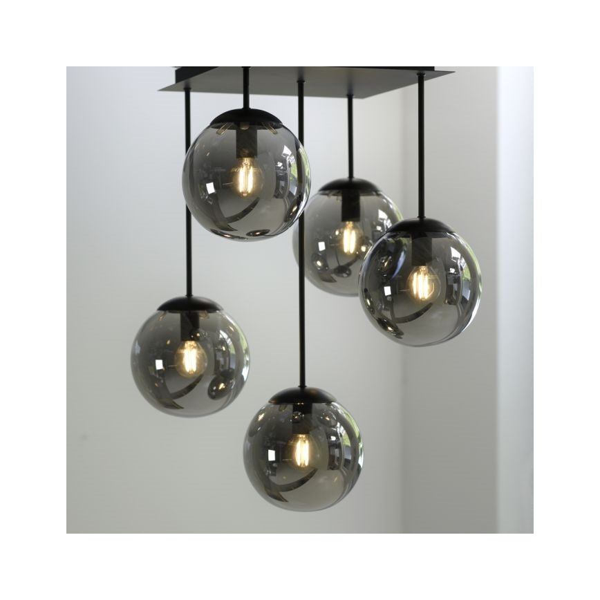 JUST LIGHT. 14602-18 - Pendelkrona WIDOW 5xE14/25W/230V svart