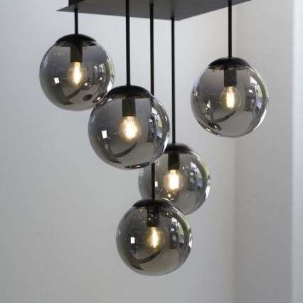 JUST LIGHT. 14602-18 - Pendelkrona WIDOW 5xE14/25W/230V svart