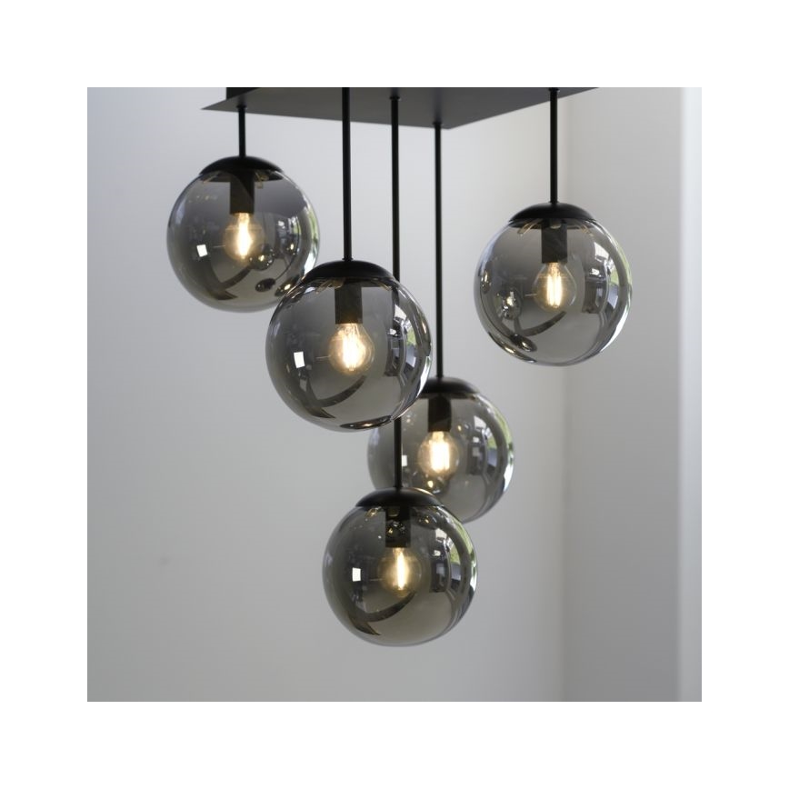 JUST LIGHT. 14602-18 - Pendelkrona WIDOW 5xE14/25W/230V svart