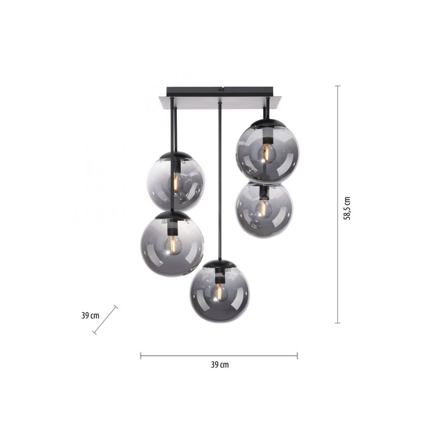 JUST LIGHT. 14602-18 - Pendelkrona WIDOW 5xE14/25W/230V svart