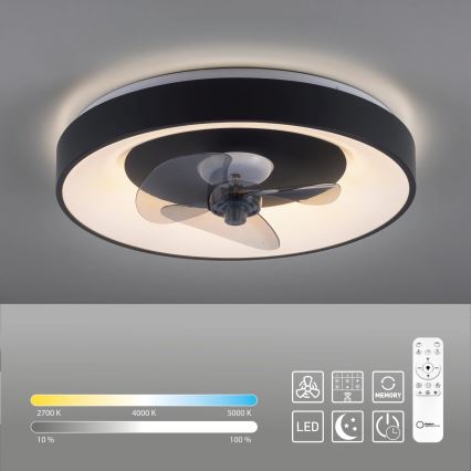 JUST LIGHT. 14644-18 - LED Dimbar taklampa med fläkt VENIKA LED/36W/230V diameter 48,6 cm 2700-5000K + fjärrkontroll