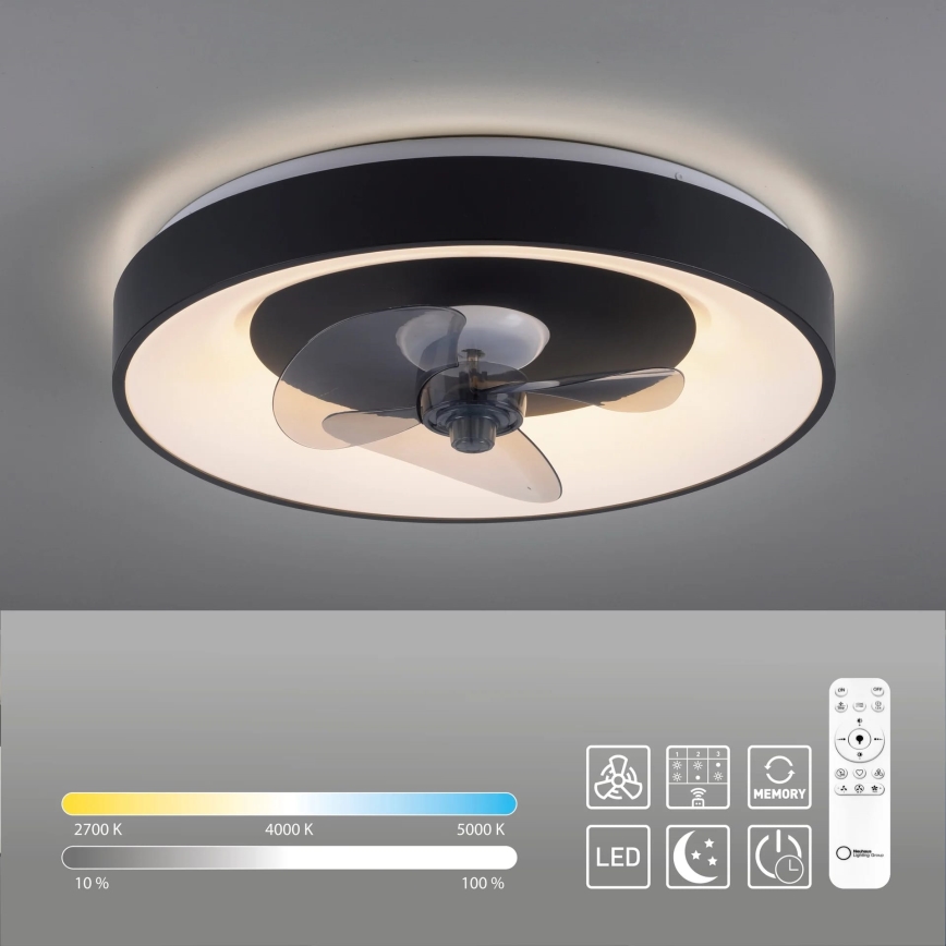 JUST LIGHT. 14644-18 - LED Dimbar taklampa med fläkt VENIKA LED/36W/230V diameter 48,6 cm 2700-5000K + fjärrkontroll