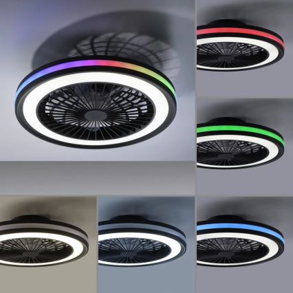 JUST LIGHT. 14649-18 - LED RGBW Dimbart takfläkt med ljus BRANDON LED/36W/230V 2700-5000K Ø 46,5 cm svart + fjärrkontroll