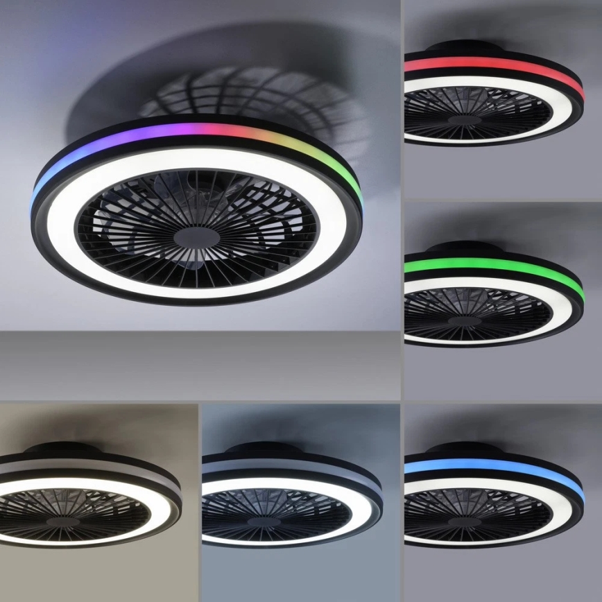 JUST LIGHT. 14649-18 - LED RGBW Dimbart takfläkt med ljus BRANDON LED/36W/230V 2700-5000K Ø 46,5 cm svart + fjärrkontroll