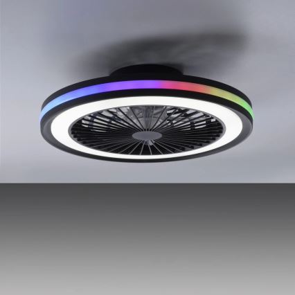 JUST LIGHT. 14649-18 - LED RGBW Dimbart takfläkt med ljus BRANDON LED/36W/230V 2700-5000K Ø 46,5 cm svart + fjärrkontroll