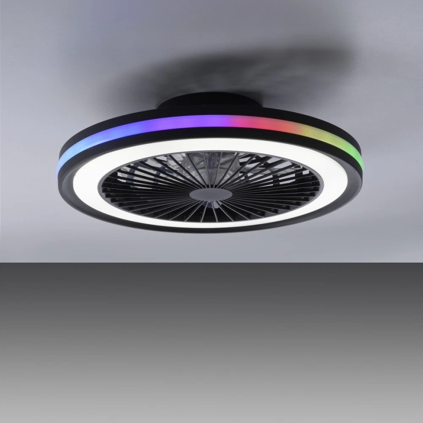 JUST LIGHT. 14649-18 - LED RGBW Dimbart takfläkt med ljus BRANDON LED/36W/230V 2700-5000K Ø 46,5 cm svart + fjärrkontroll