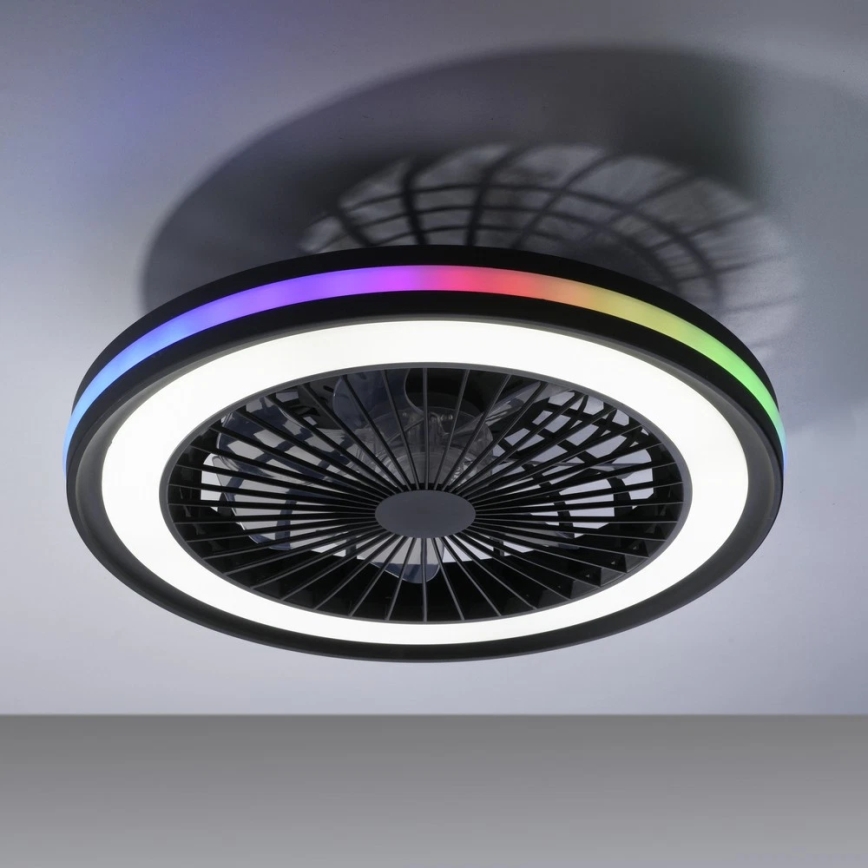 JUST LIGHT. 14649-18 - LED RGBW Dimbart takfläkt med ljus BRANDON LED/36W/230V 2700-5000K Ø 46,5 cm svart + fjärrkontroll