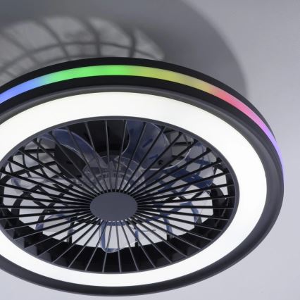 JUST LIGHT. 14649-18 - LED RGBW Dimbart takfläkt med ljus BRANDON LED/36W/230V 2700-5000K Ø 46,5 cm svart + fjärrkontroll