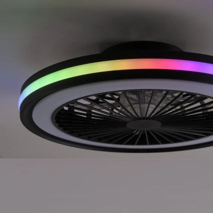 JUST LIGHT. 14649-18 - LED RGBW Dimbart takfläkt med ljus BRANDON LED/36W/230V 2700-5000K Ø 46,5 cm svart + fjärrkontroll