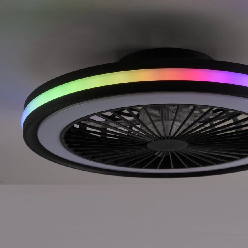 JUST LIGHT. 14649-18 - LED RGBW Dimbart takfläkt med ljus BRANDON LED/36W/230V 2700-5000K Ø 46,5 cm svart + fjärrkontroll