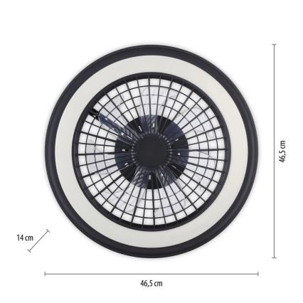 JUST LIGHT. 14649-18 - LED RGBW Dimbart takfläkt med ljus BRANDON LED/36W/230V 2700-5000K Ø 46,5 cm svart + fjärrkontroll