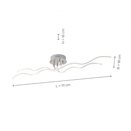 JUST LIGHT. 15126-55 - LED ytmonterad ljuskrona WAVE LED/29,4W/230V matt krom