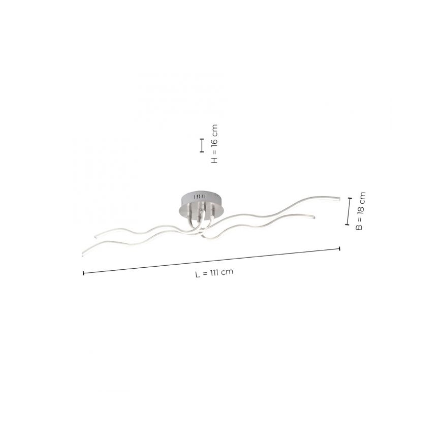 JUST LIGHT. 15126-55 - LED ytmonterad ljuskrona WAVE LED/29,4W/230V matt krom