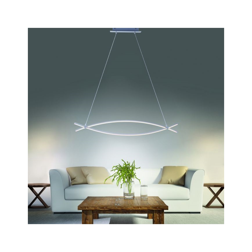 JUST LIGHT. 15382-55 - LED ljuskrona med textilsladd MAJA 2xLED/8,4W/230V matt krom