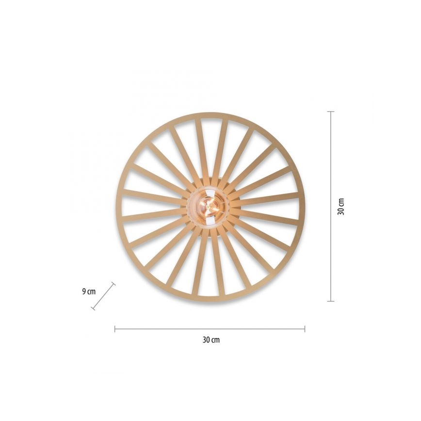 JUST LIGHT. 15635-60 - Taklampa SPIKE 1xE27/40W/230V diameter 30 cm mässing