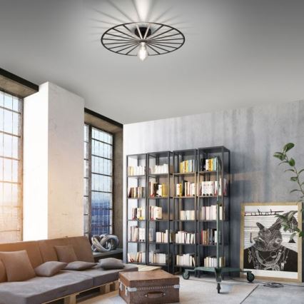 JUST LIGHT. 15636-18 - Taklampa SPIKE 1xE27/40W/230V diameter 50 cm svart
