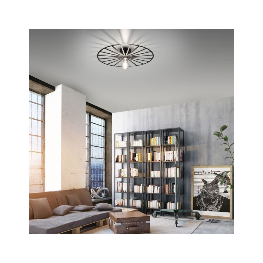 JUST LIGHT. 15636-18 - Taklampa SPIKE 1xE27/40W/230V diameter 50 cm svart