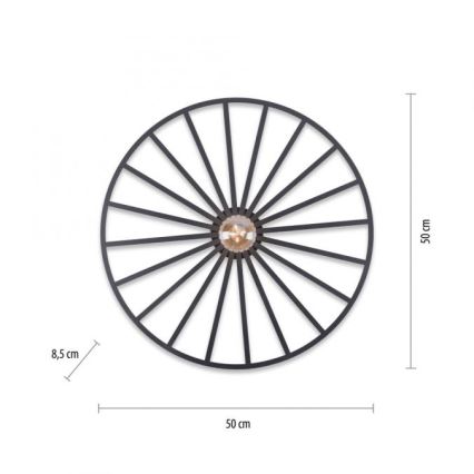 JUST LIGHT. 15636-18 - Taklampa SPIKE 1xE27/40W/230V diameter 50 cm svart