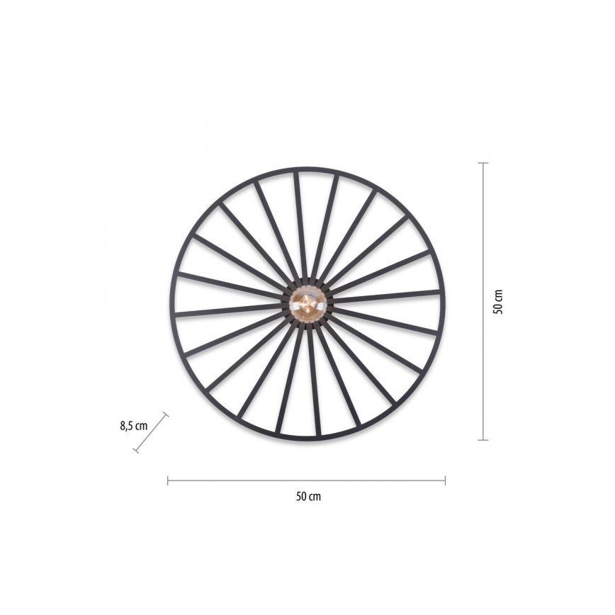 JUST LIGHT. 15636-18 - Taklampa SPIKE 1xE27/40W/230V diameter 50 cm svart