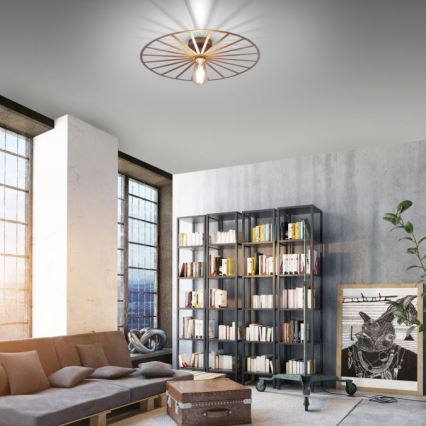JUST LIGHT. 15636-60 - Taklampa SPIKE 1xE27/40W/230V diameter 50 cm mässing