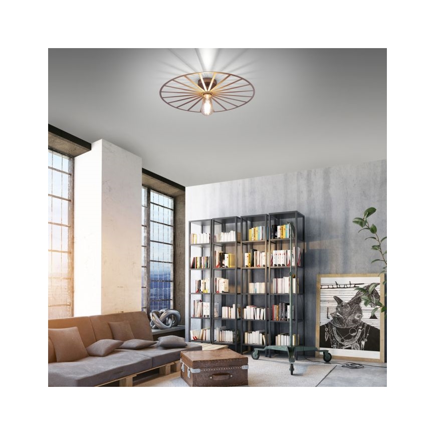 JUST LIGHT. 15636-60 - Taklampa SPIKE 1xE27/40W/230V diameter 50 cm mässing
