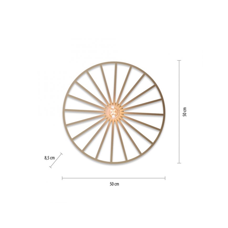 JUST LIGHT. 15636-60 - Taklampa SPIKE 1xE27/40W/230V diameter 50 cm mässing