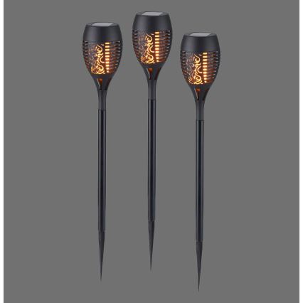 JUST LIGHT. 19106-18-3 - KIT 3x LED solcellsbelysning FACKEL LED/0,24W/3,7V IP44 svart