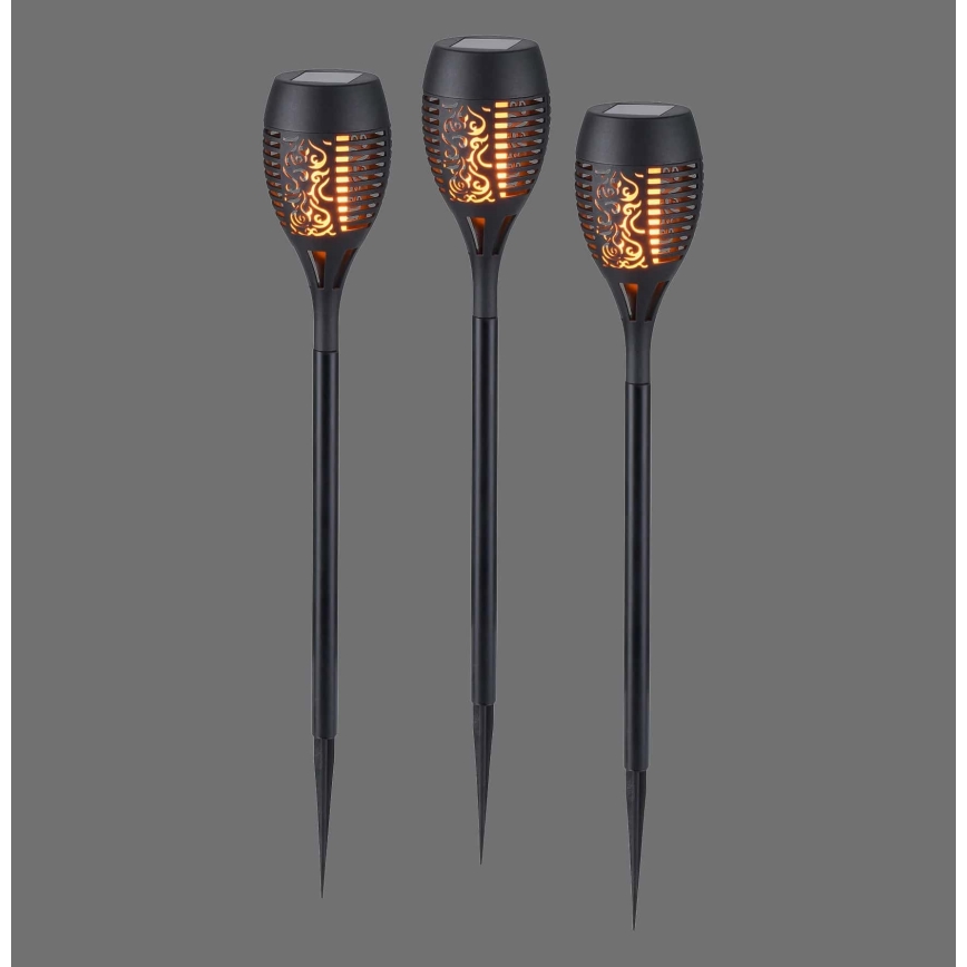 JUST LIGHT. 19106-18-3 - KIT 3x LED solcellsbelysning FACKEL LED/0,24W/3,7V IP44 svart