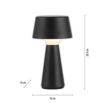 JUST LIGHT. 19260-18 - LED Ljusreglerad beröring utomhus lampa ABERA LED/3W/3,7V 2000 mAh USB IP54 svart