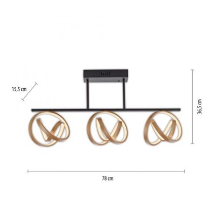 JUST LIGHT. 6245-18 - Dimbar LED ytmonterad ljuskrona LOOP 3xLED/11W/230V 2700-5000K + fjärrkontroll