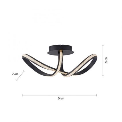 JUST LIGHT. 8475-18 - Dimbar LED ytmonterad ljuskrona BRILLA LED/29W/230V svart
