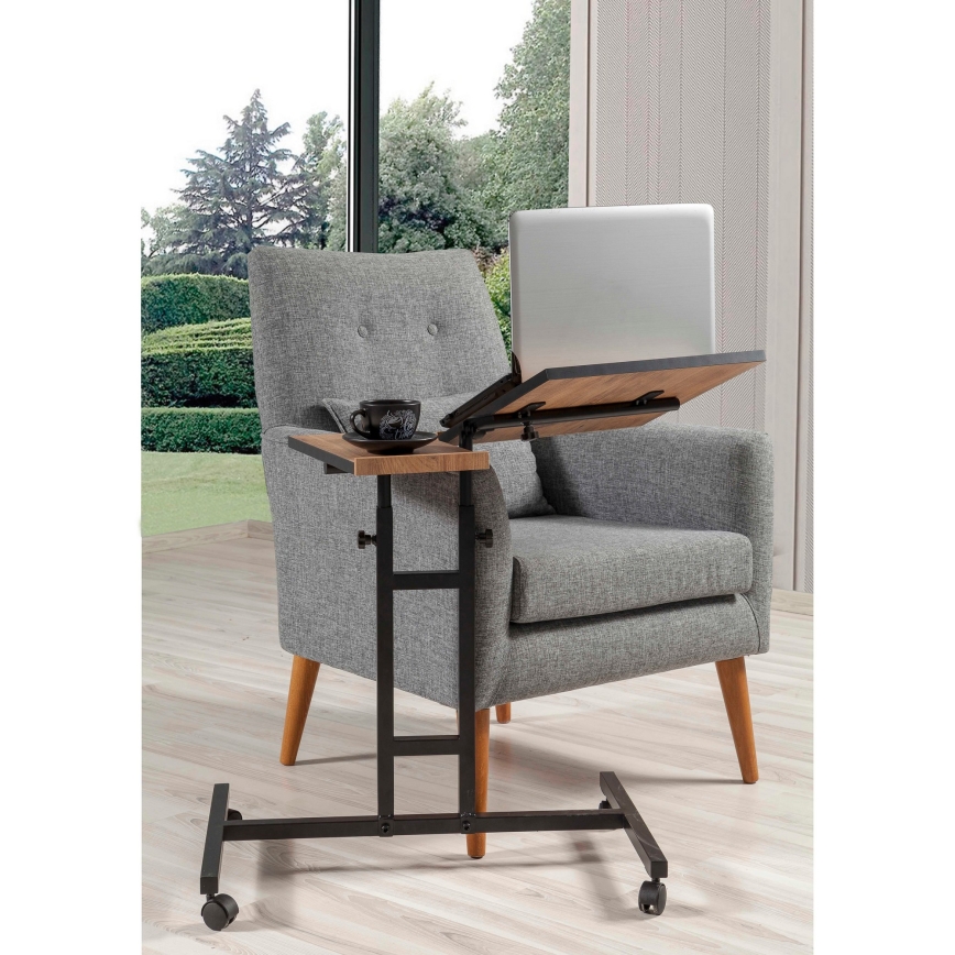 Justerbart bord GLEN 87x67 cm brun/svart
