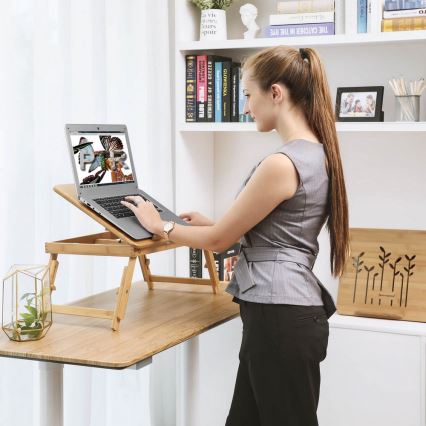 Justerbart laptopbord för sängen LAT, brun