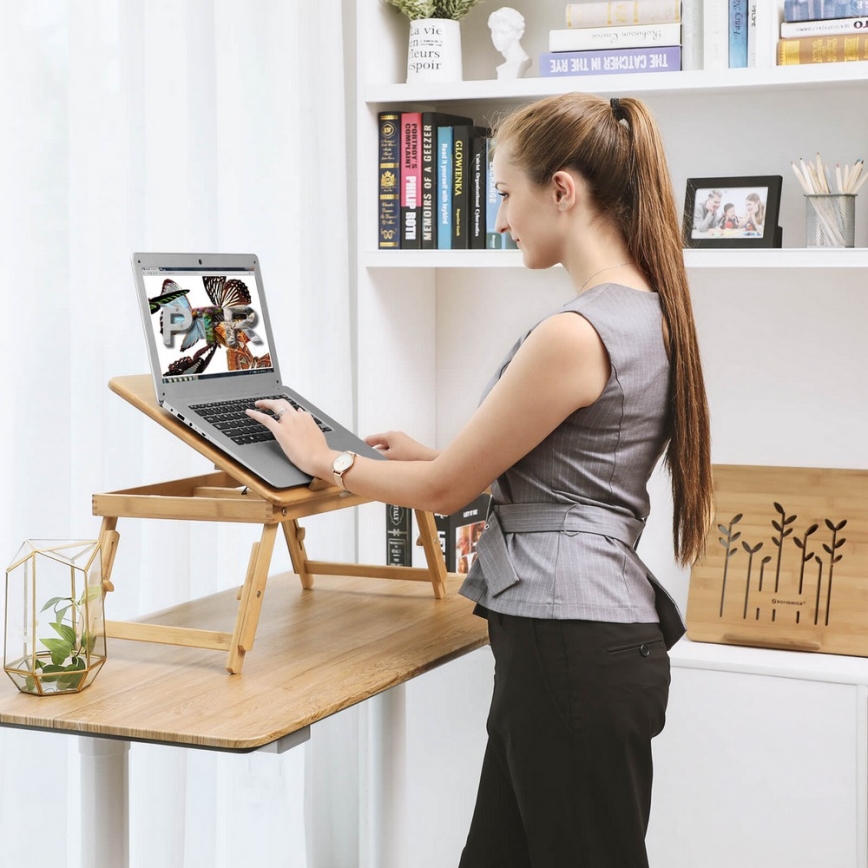Justerbart laptopbord för sängen LAT, brun