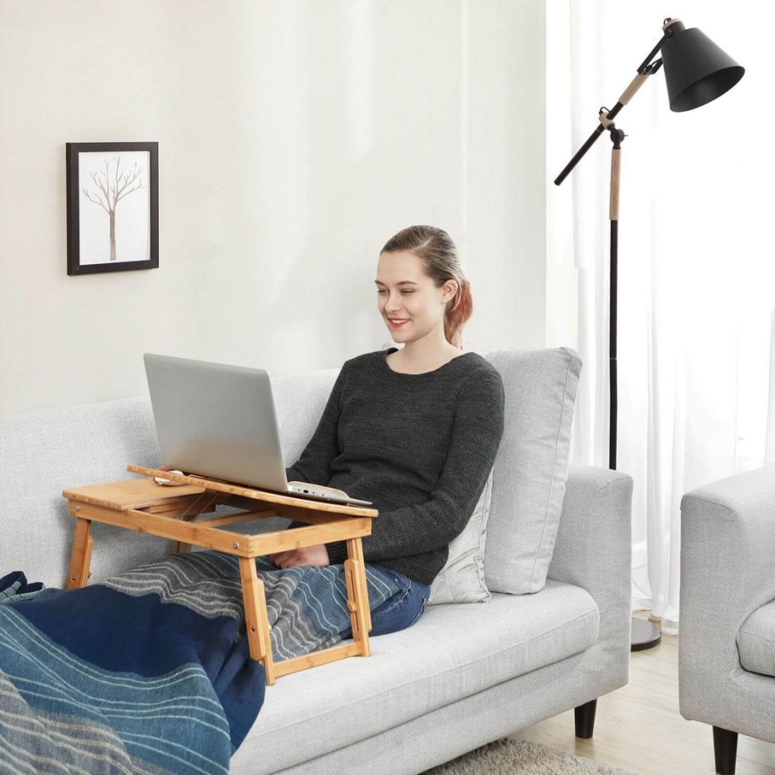Justerbart laptopbord för sängen LAT, brun