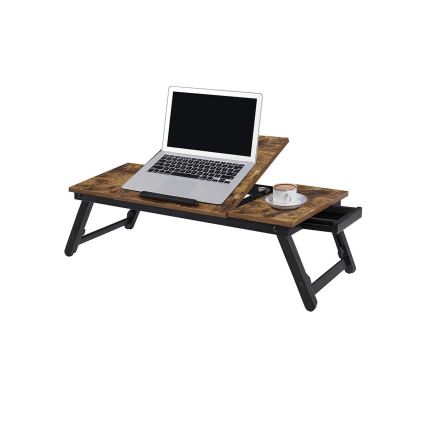Justerbart laptopbord för sängen LAT, brun/svart