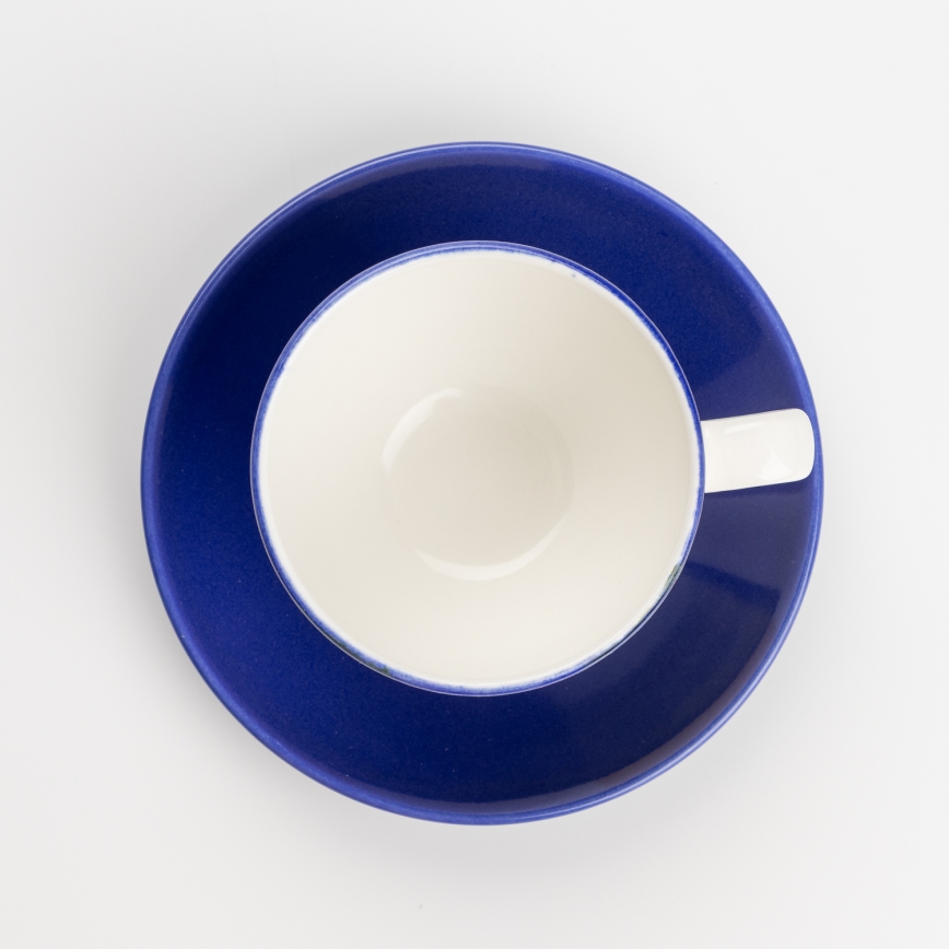 Kaffeservis 6x keramisk kopp Tereza med fat vit blå gul