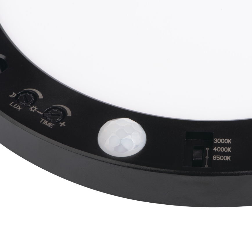 LED Tak/upphängd taklampa med rörelsedetektor 2i1 ERGA LED/17W/230V 3000/4000/6500K svart