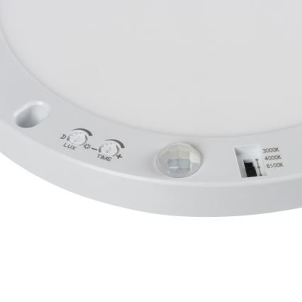 LED Tak/upphängd taklampa med rörelsedetektor 2i1 ERGA LED/17W/230V 3000/4000/6500K vit