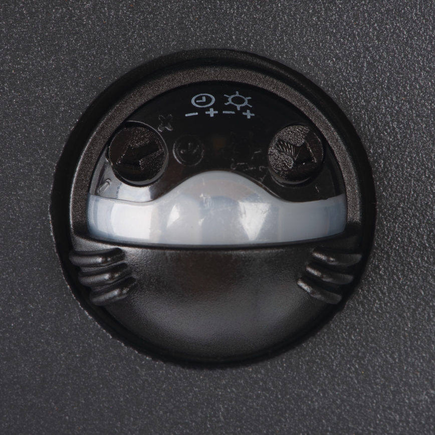 LED utomhusvägglampa med rörelse- och skymningssensor REKA LED/7W/230V IP54 antracit rund