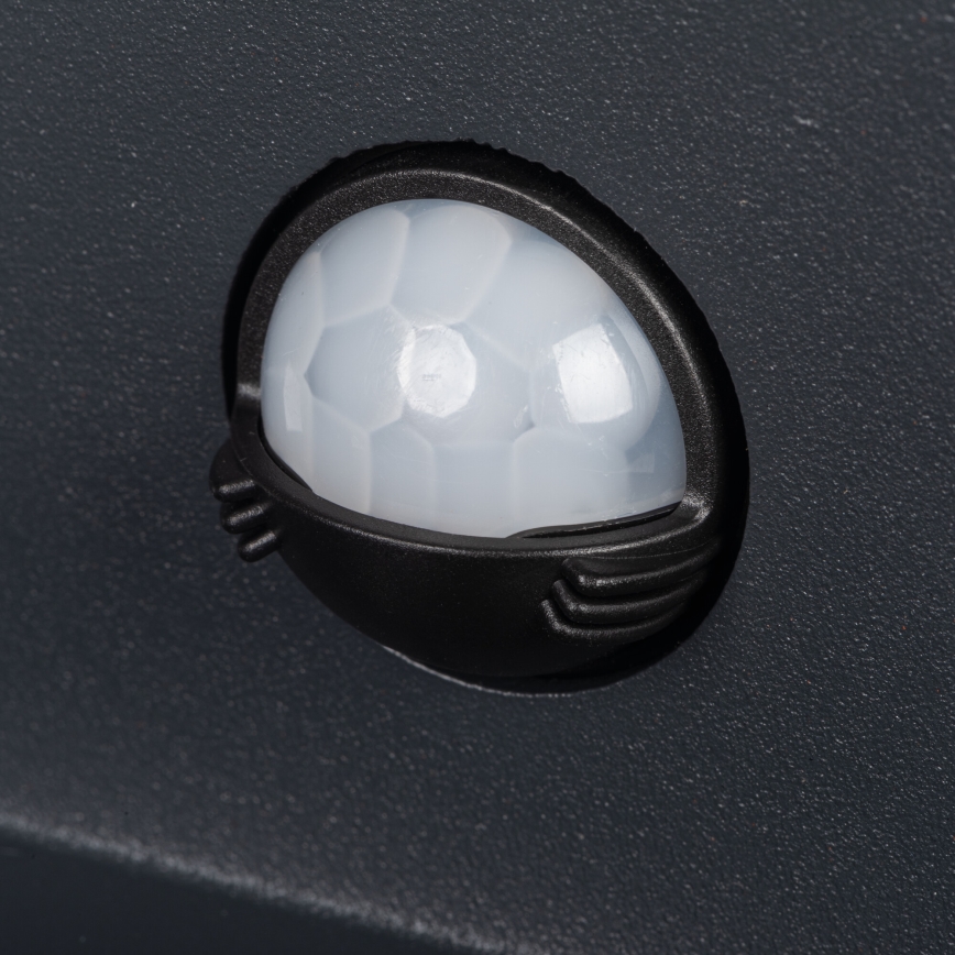 LED-utomhusväggarmatur med sensor REKA LED/7W/230V IP54, antracit, rund