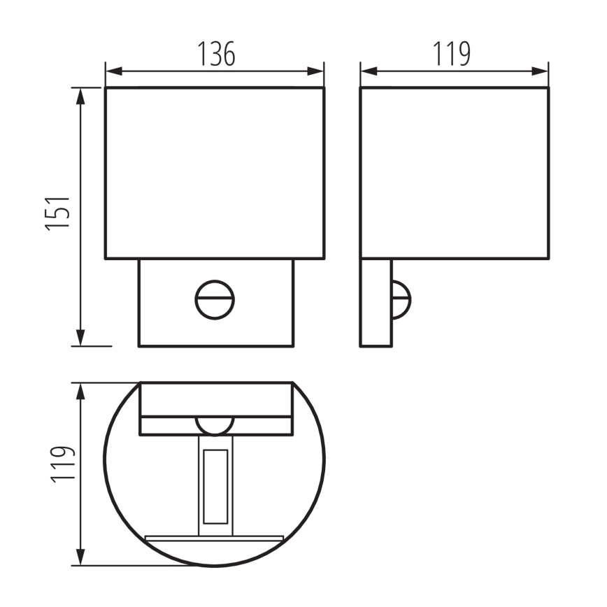 LED-utomhusväggarmatur med sensor REKA LED/7W/230V IP54, antracit, rund