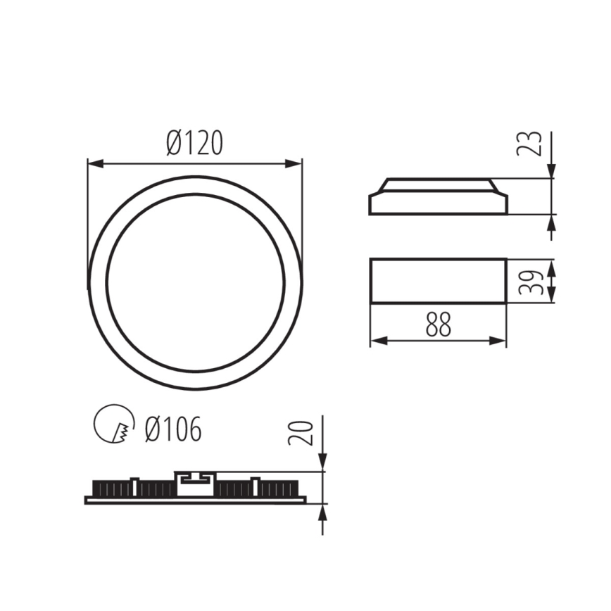LED badrum upphängd taklampa  ROUNDA LED/6W/230V IP44 svart  diameter  12 cm