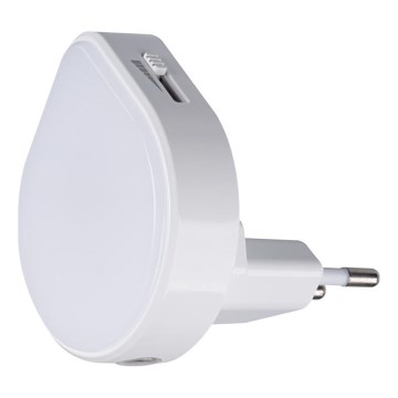 Kanlux 37396 - LED Ljusreglerad orientering belysning med skymningssensor till ett uttag ULOV LED/0,5W/230V vit