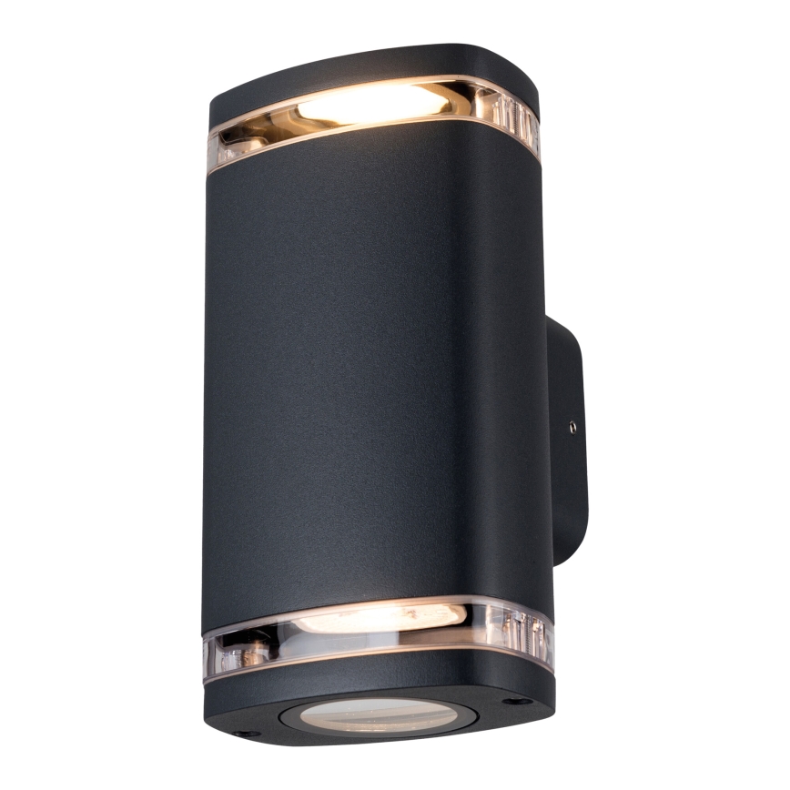 Vägglampa för utomhusbruk ZEVI 2xGU10/10W/230V IP54 svart